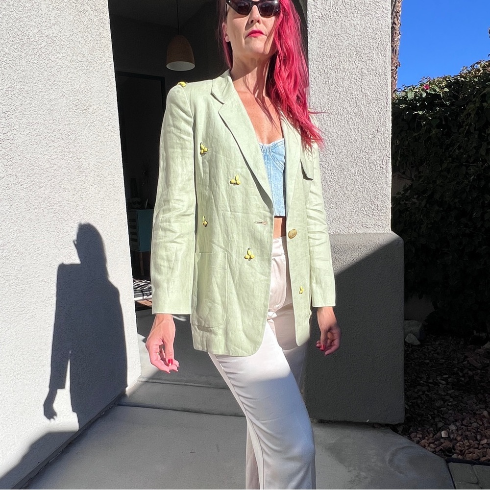 Upcycled vintage green beaded blazer - Picture 7 of 13